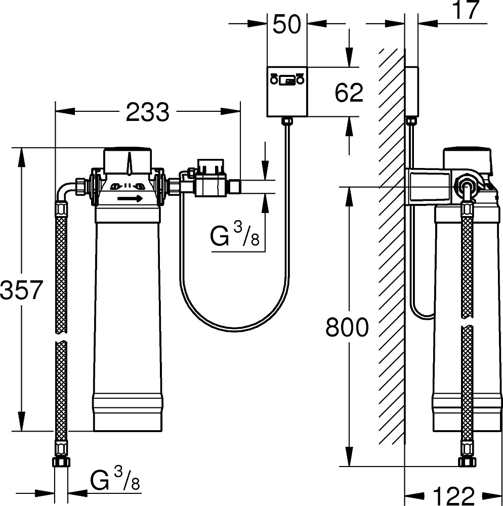 Комплект подключения для фильтра GROHE Red со сменным фильтром 40438001