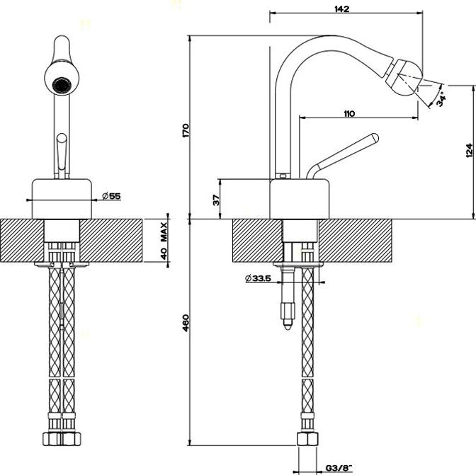 Смеситель для биде Gessi Goccia 33607#031, хром