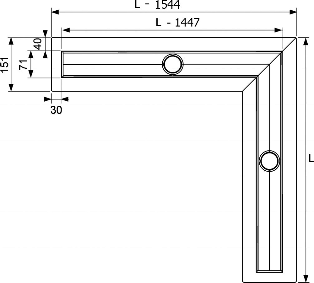 Душевой лоток Tece TECEdrainline 6 115 00 угловой 150х150 см