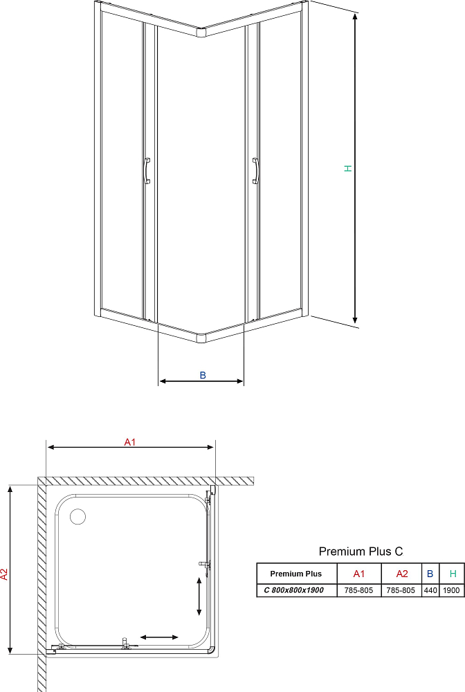 Душевой уголок Radaway Premium Plus C 80x190 стекло фабрик