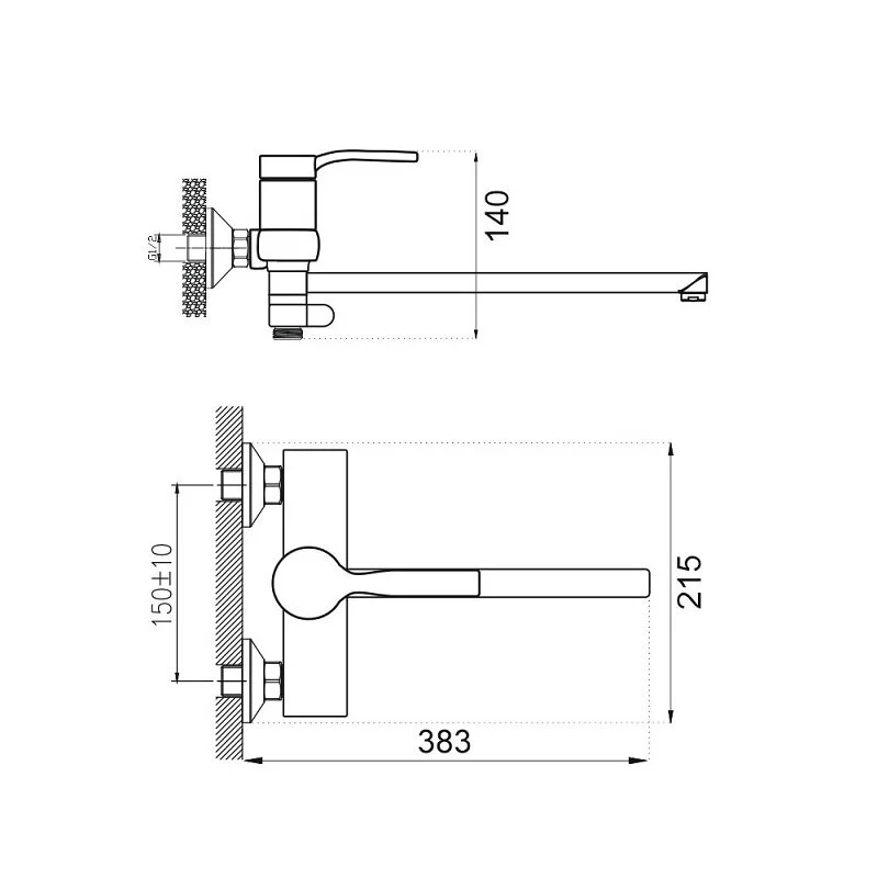 Смеситель для ванны с душем Belz B612 B22612 хром