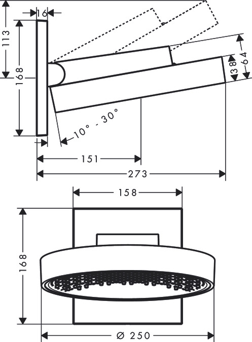 Верхний душ Hansgrohe Rainfinity 250 1jet 26226700, белый матовый