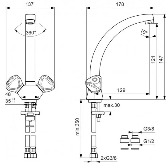 Смеситель для кухни Vidima Delta BA151AA хром