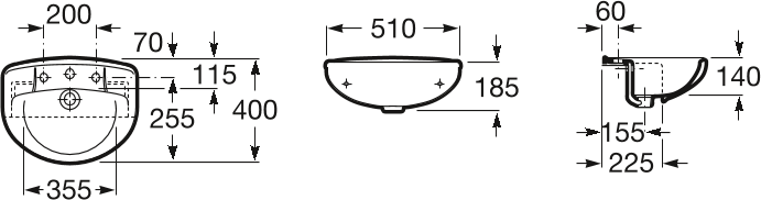 Раковина 51 см Roca Victoria 32739E000