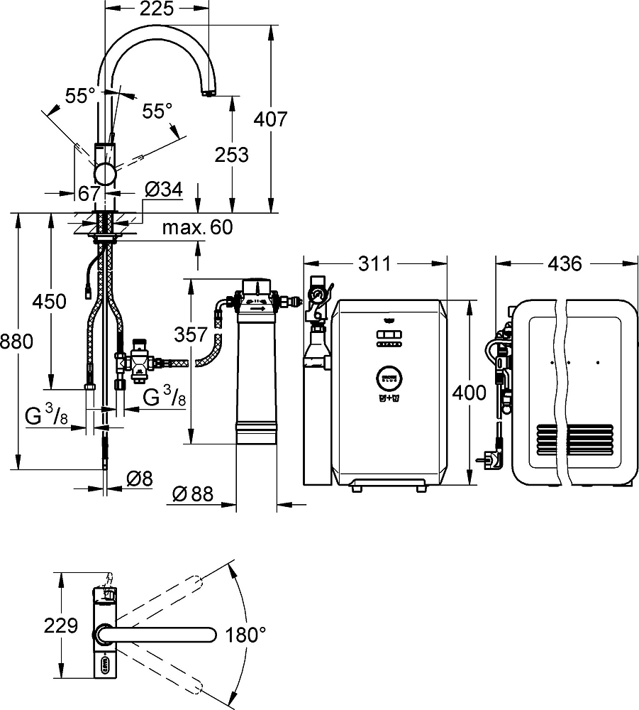 Смеситель для кухонной мойки Grohe Blue 31323001