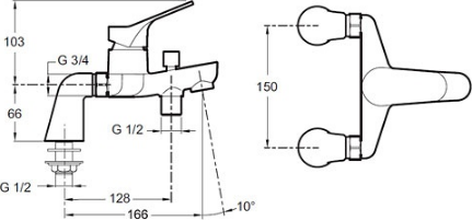 Смеситель для ванны Jacob Delafon Brive E75768-CP