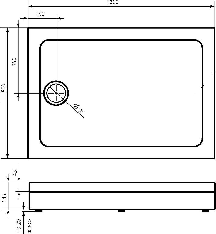 Душевой поддон Bas Олимпик 120x80 ПН00056, белый