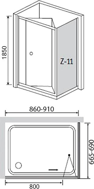 Душевой уголок RGW Classic CL-41 (860-910)x700x1850 профиль хром, стекло чистое