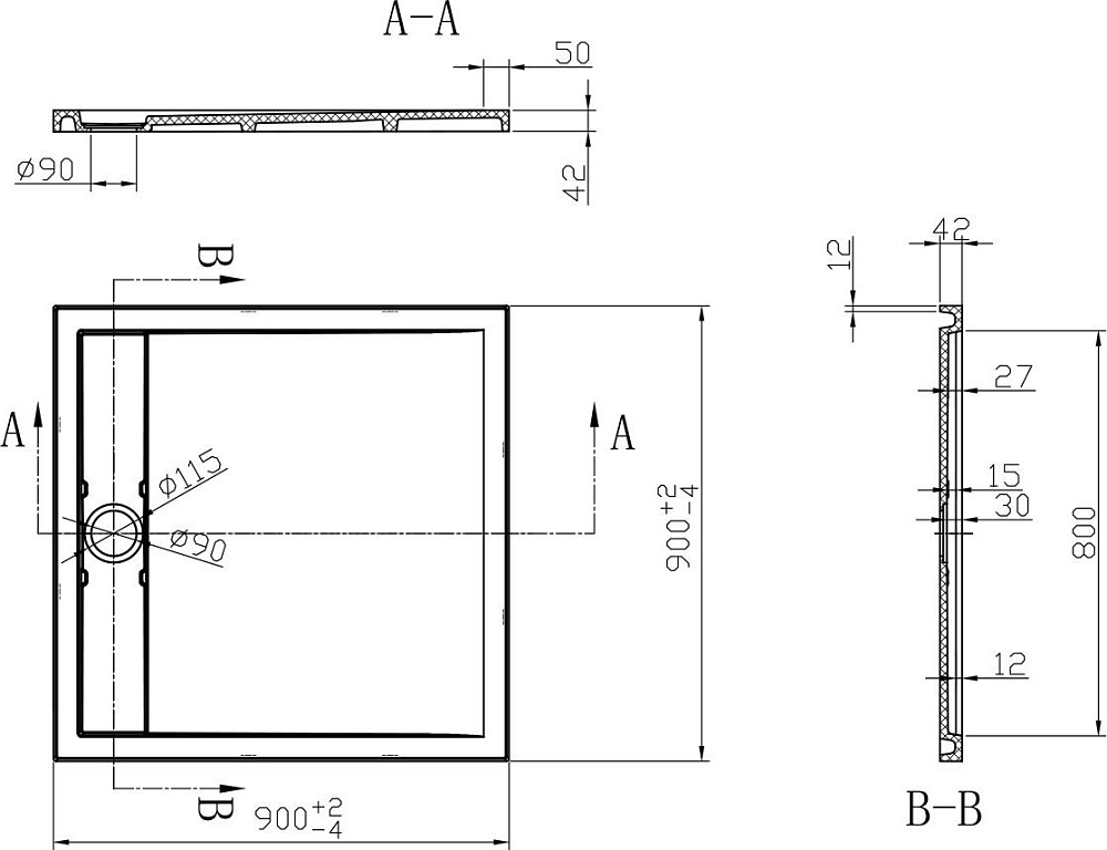 Душевой поддон Vincea VST-2SR39090W белый матовый