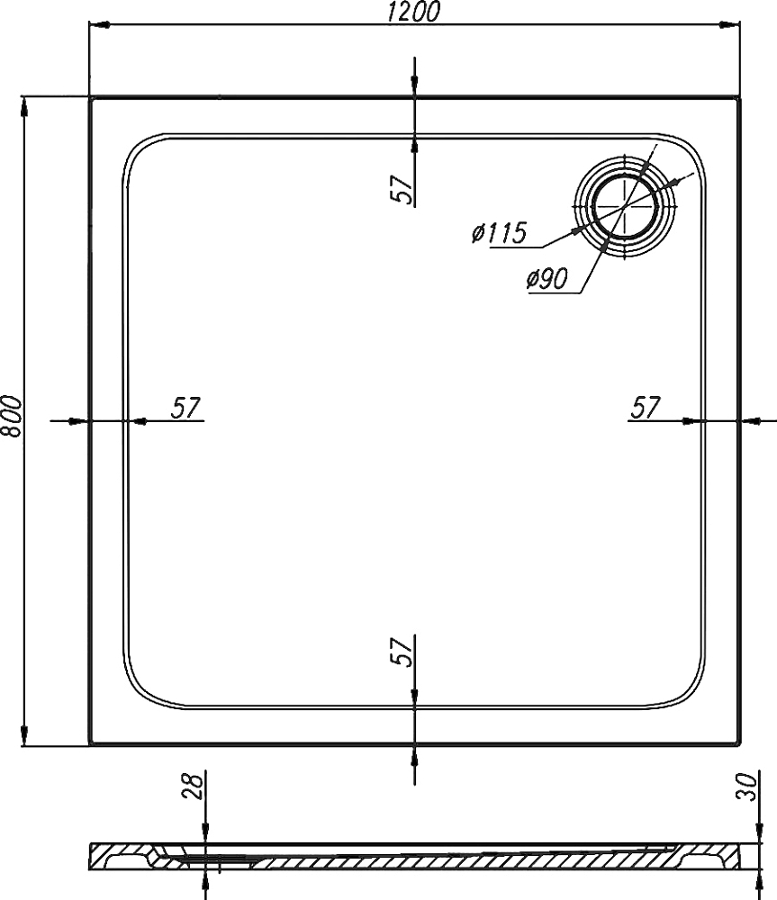 Поддон для душа Sturm Burg 120x80x3