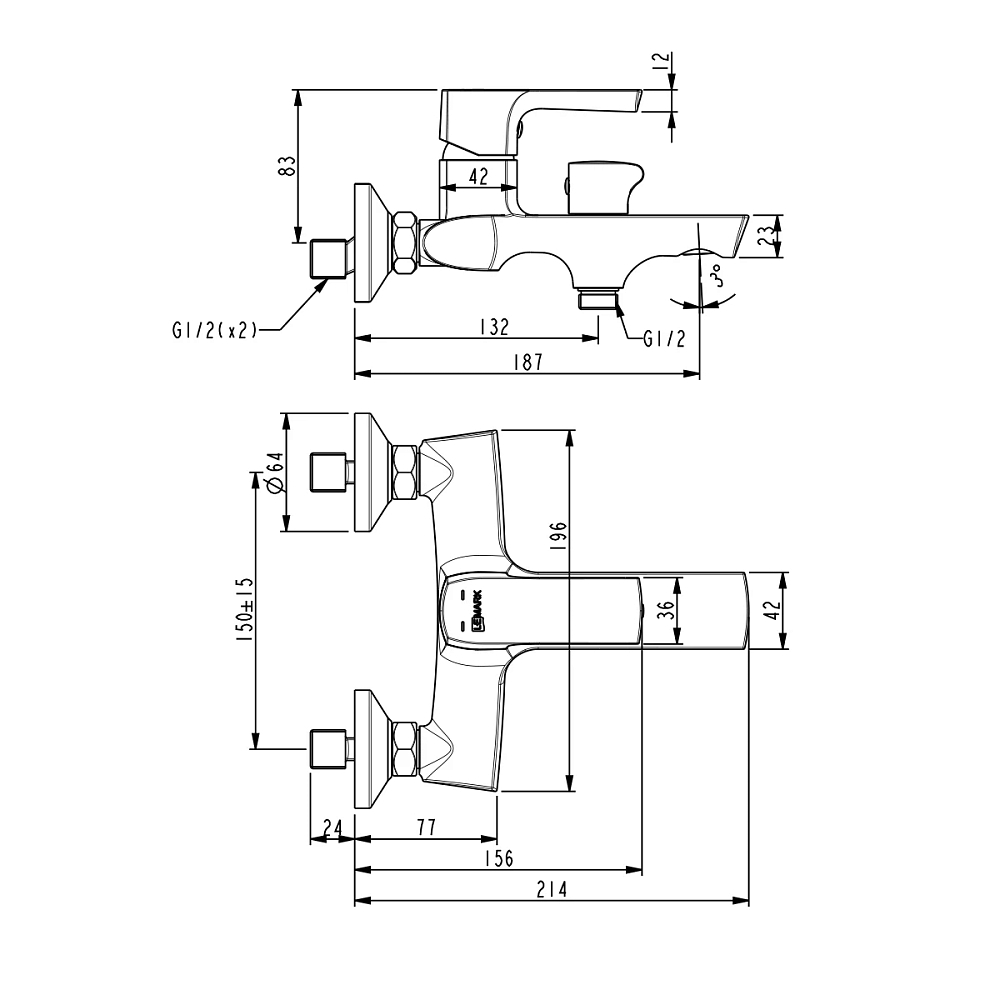 Смеситель для ванны Lemark Ursus LM7214BL черный