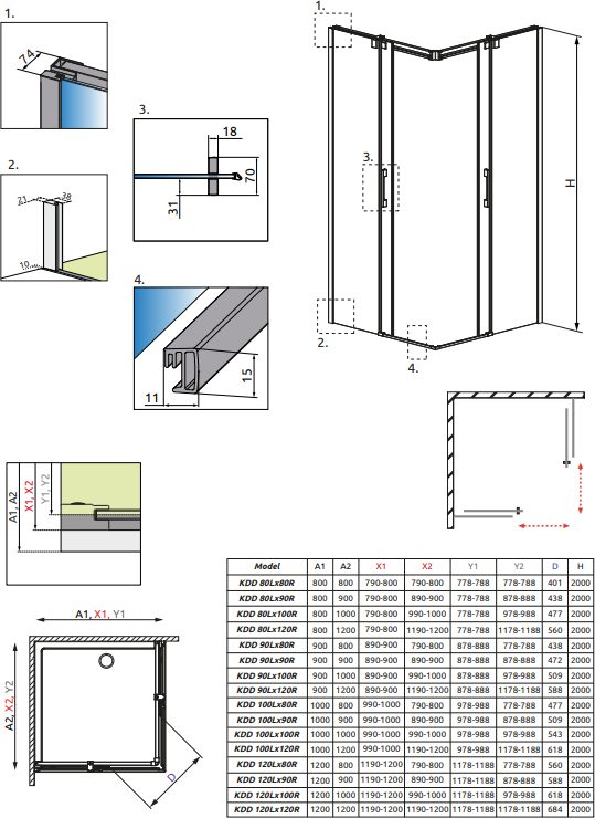 Дверь для душевого уголка 120 см Radaway Espera KDD/L 120 380153-01L стекло прозрачное