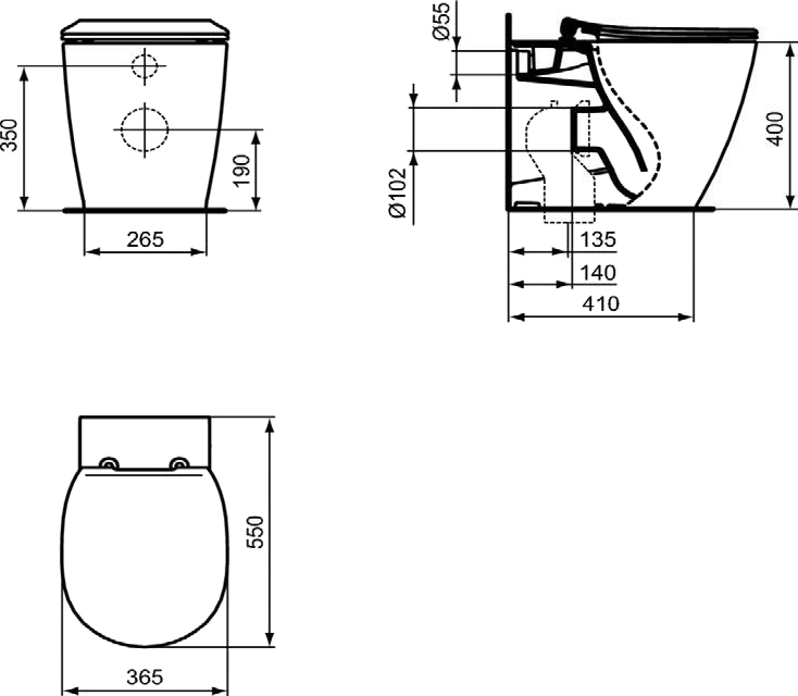 Приставной унитаз Ideal Standard Connect AquaBlade E052401 безободковый