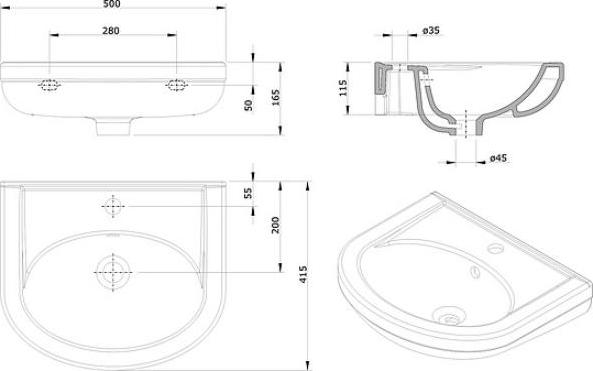 Раковина Sanindusa Cetus Basic 135300