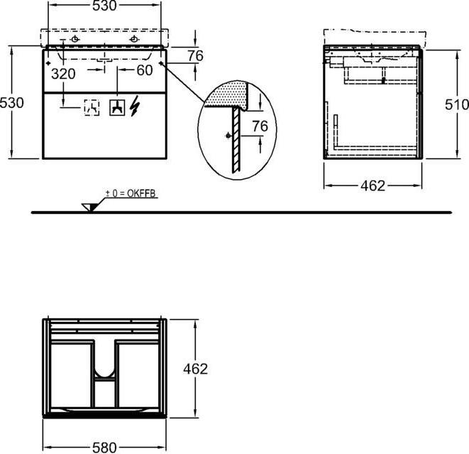 Тумба под раковину 60 см Geberit Xeno² 807260000, белый