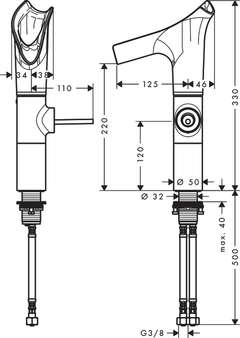 Смеситель для раковины Axor Starck V 12114250, золото