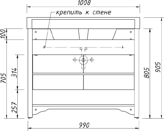 Тумба для комплекта Caprigo Preston 100 33914-TP812