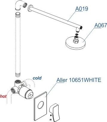 Встраиваемый комплект для душа WasserKRAFT Aller A12667WHITE, белый/хром