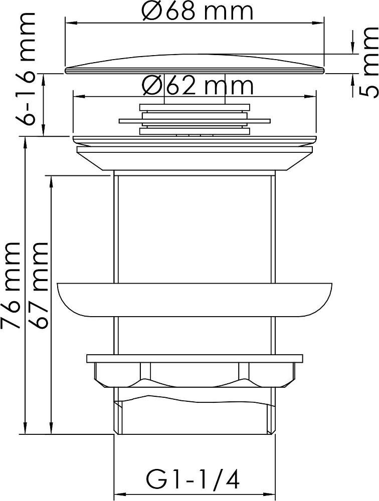 Донный клапан для раковины Wasserkraft A244, хром