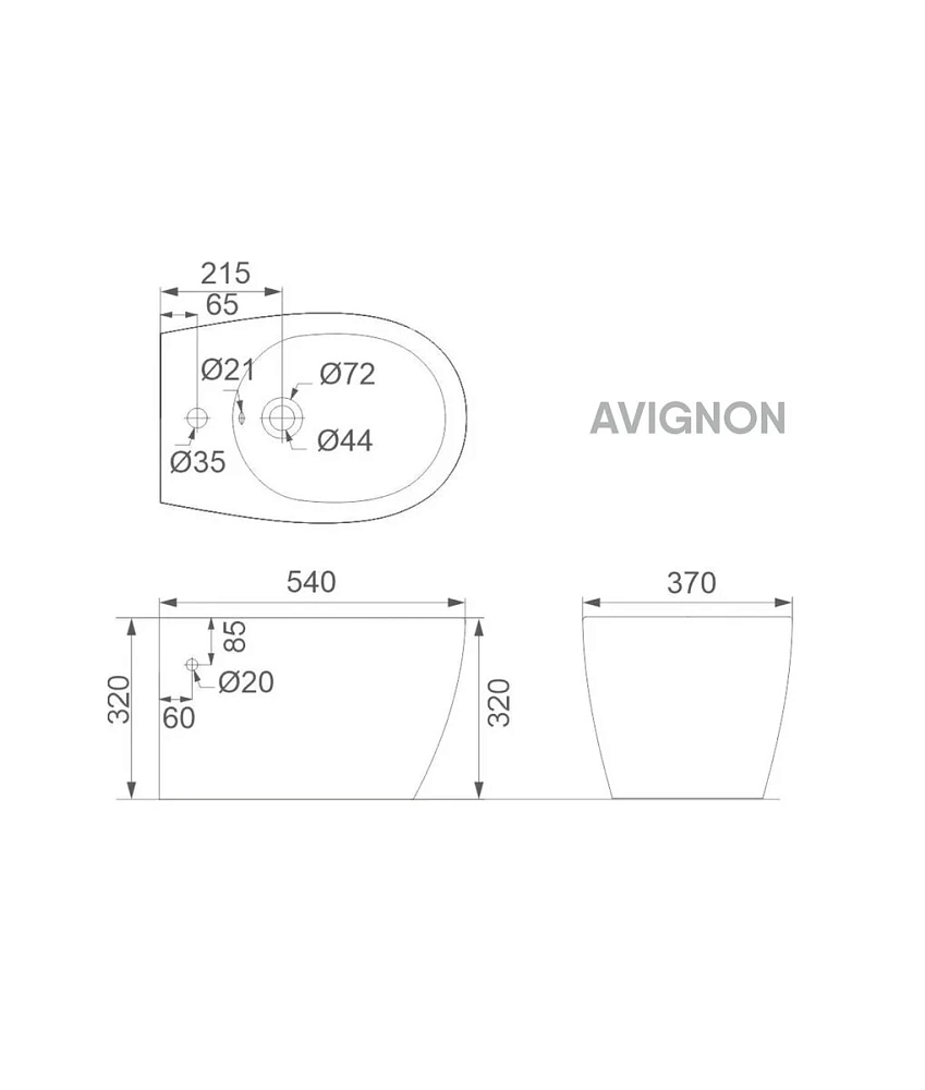 Подвесной унитаз Creo Ceramique Avignon AV1100/AV1001T, безободковый, тонкое сиденье с микролифтом, белый