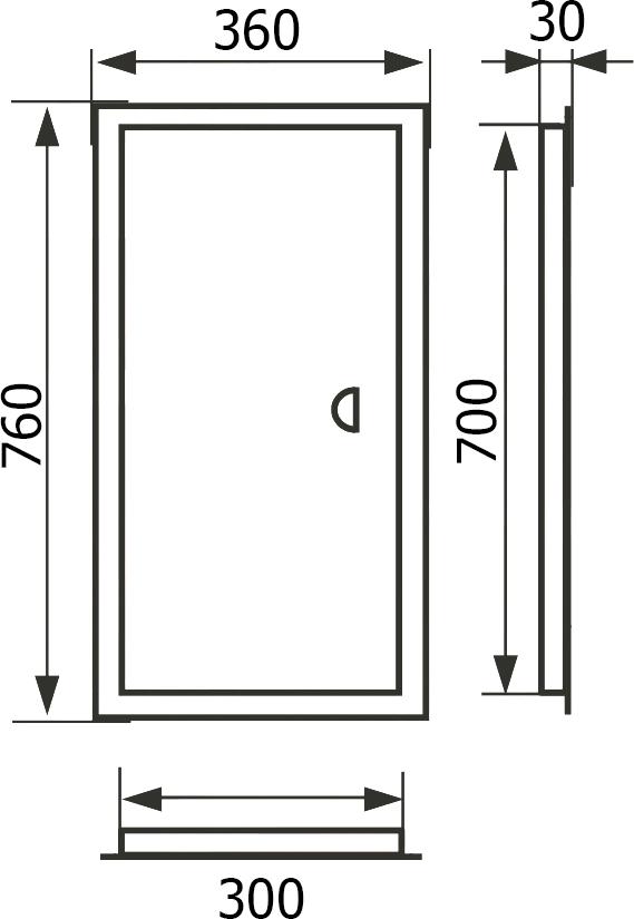 Настенный люк Evecs ЛТ3070Мп/э 36x76