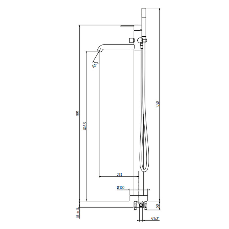 Смеситель для ванны Gattoni Circle Two 9108/91NO, черный матовый