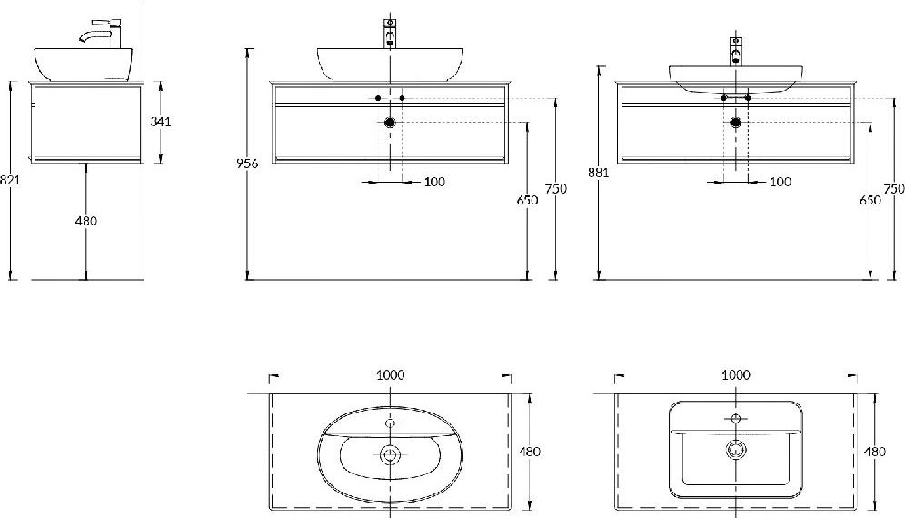 Консоль под раковину 100 см Kerama Marazzi Plaza Next PL.N.100.02\BLK.M, черный матовый