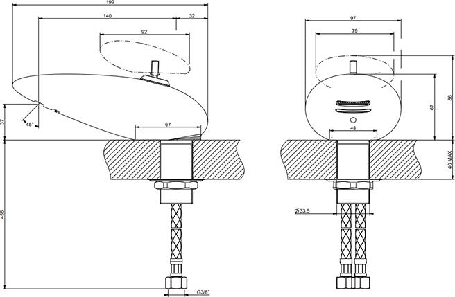 Смеситель для раковины Gessi Equilibrio 52001#246 без ручки, золото