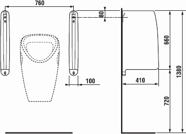 Комплект Писсуар Santek Гала WH301774 подвесной + Смывное устройство AlcaPlast ATS001 кнопочный вентиль + Сифон для писсуара AlcaPlast + Перегородка