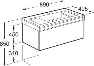 Тумба под раковину 89 см Roca Stratum 856220606 белая