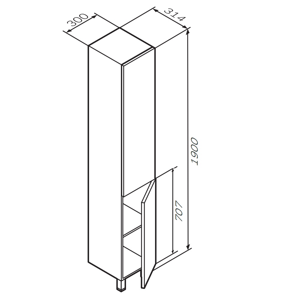 Шкаф-пенал 30 см Am.Pm Gem M90CSR0306HF орех