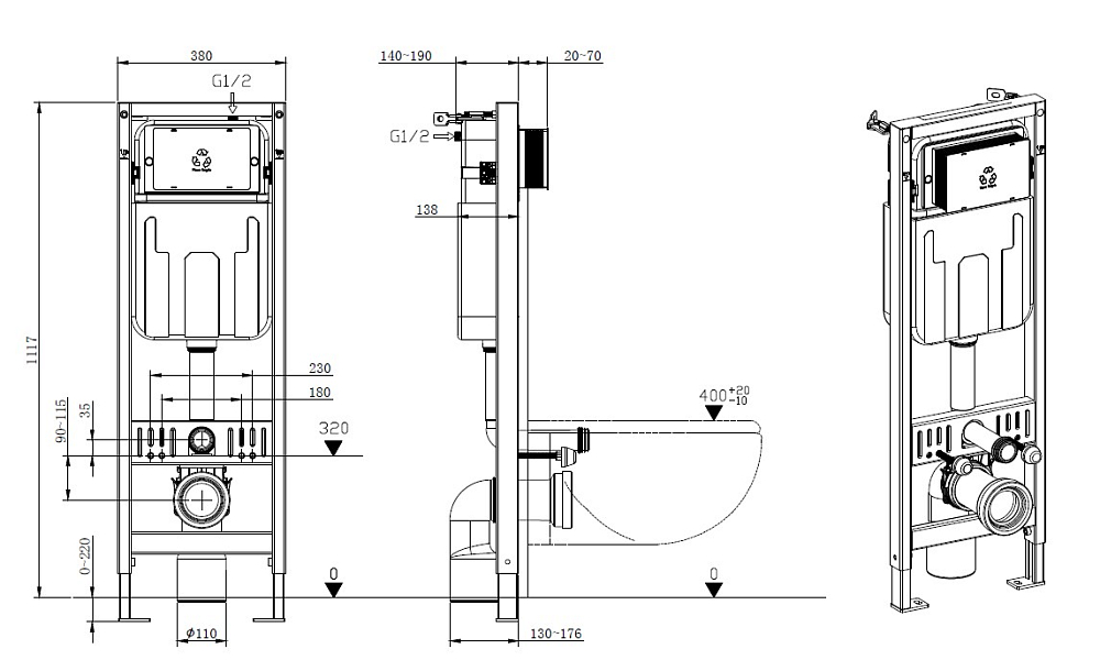 Инсталляция для унитаза Allen Brau Pneumatic Slim 9.11102.20