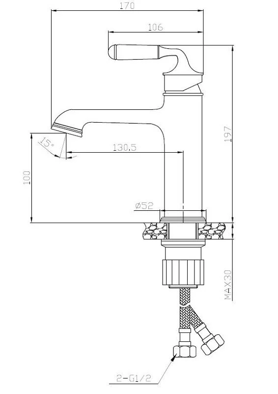 Смеситель для раковины Esko Prague PG 26 бронза