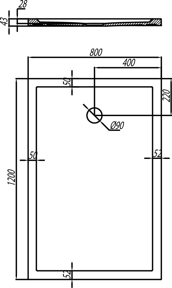 Поддон душевой Aquaton Калифорния 120х80 см 1A714236CA010