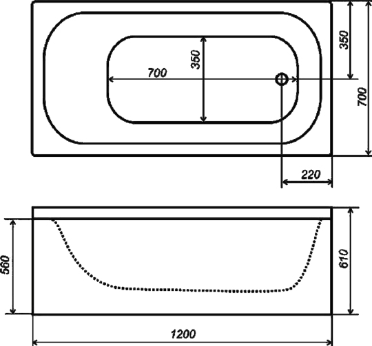 Акриловая ванна Triton Стандарт 120x70 Н0000099325