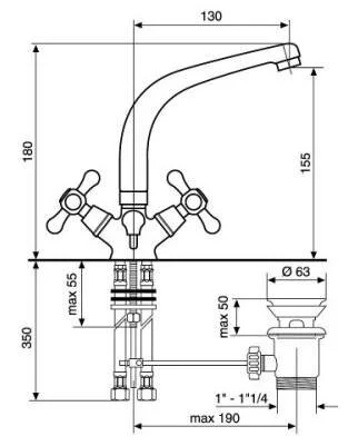 Смеситель для раковины Emmevi Deco Classic 12913OR золото