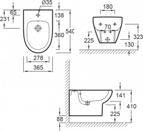 Комплект Подвесное биде Jacob Delafon Odeon Up E4765 + Система инсталляции для биде Grohe Rapid SL 38553001 + Смеситель Hansgrohe Focus E2 31920000 д