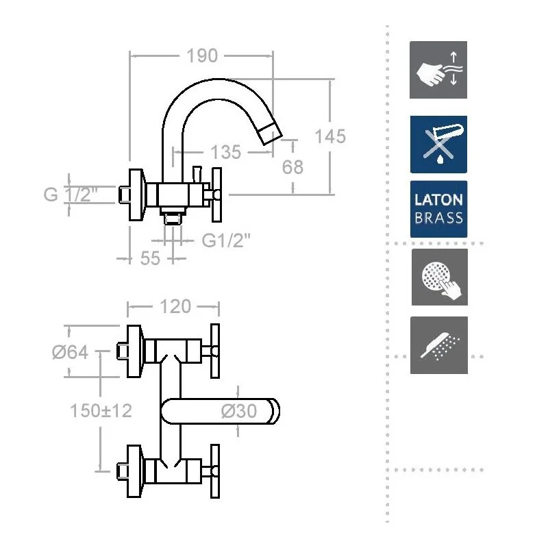 Смеситель для ванны с душем Ramon Soler Rs Cross 6205S хром