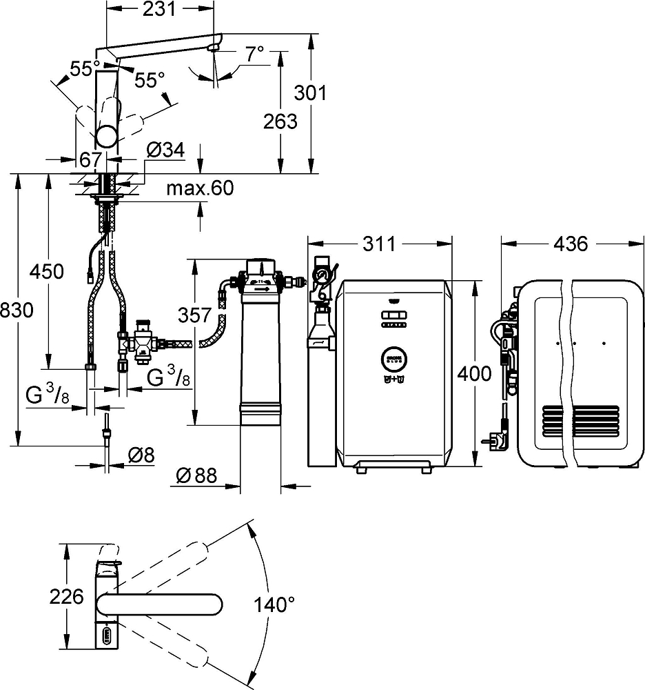 Смеситель для кухонной мойки Grohe K7 31346DC1 суперсталь