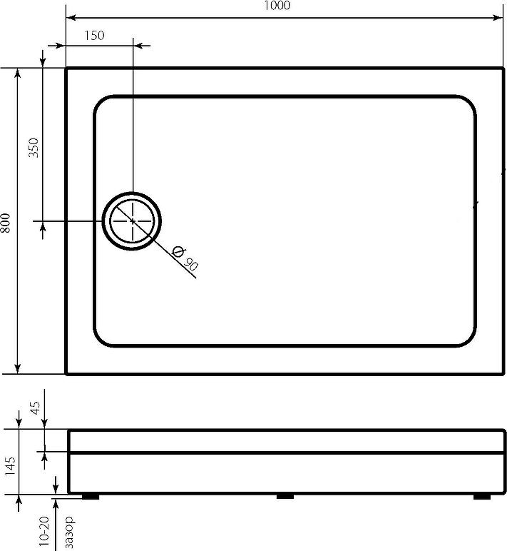 Душевой поддон Bas Олимпик 100x80 ПН00053, белый