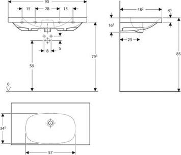 Раковина 90 см Geberit (Keramag) Acanto 500.624.01.8, белый