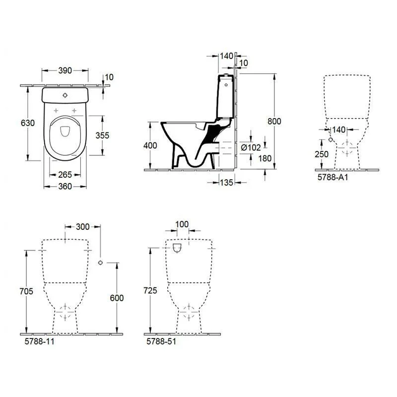 Напольный безободковый унитаз с бачком (5788 S101) Villeroy&Boch O.novo 5689 R001