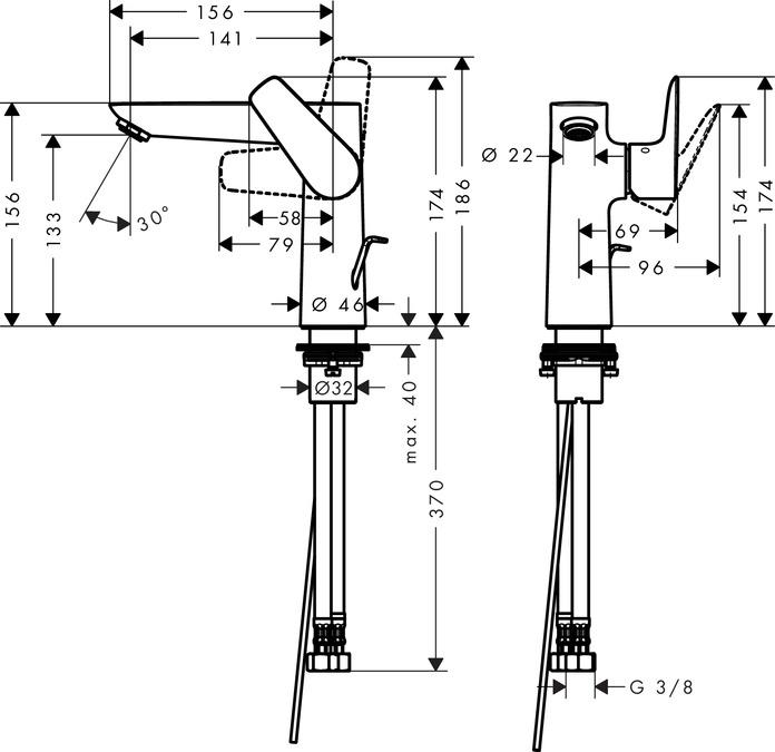 Смеситель для раковины Hansgrohe Talis E 71754340, шлифованный чёрный хром