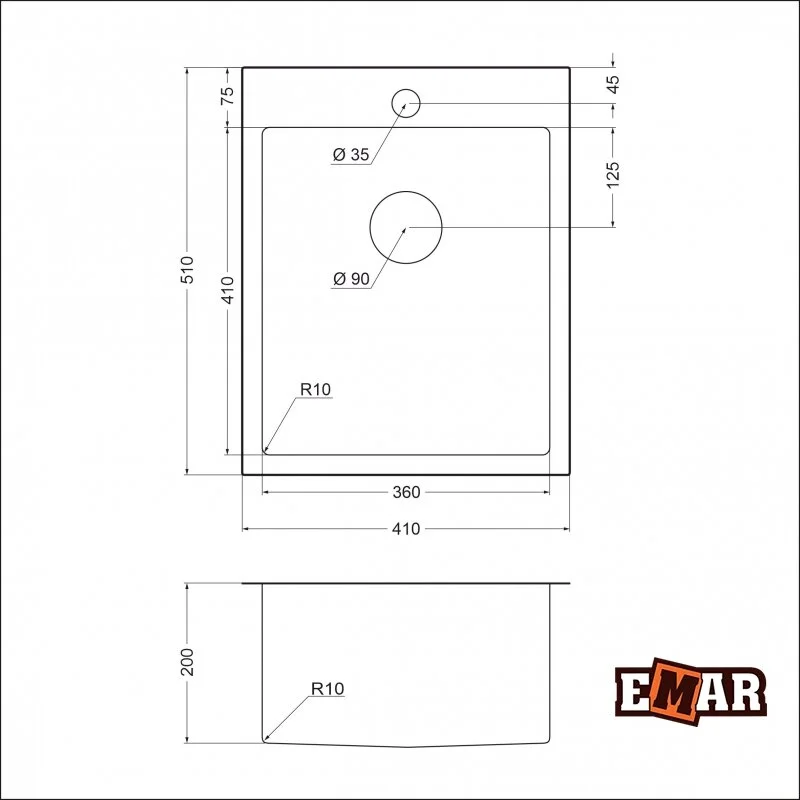 Кухонная мойка Emar Quartz EMQ-1415.Q Алмаз серый