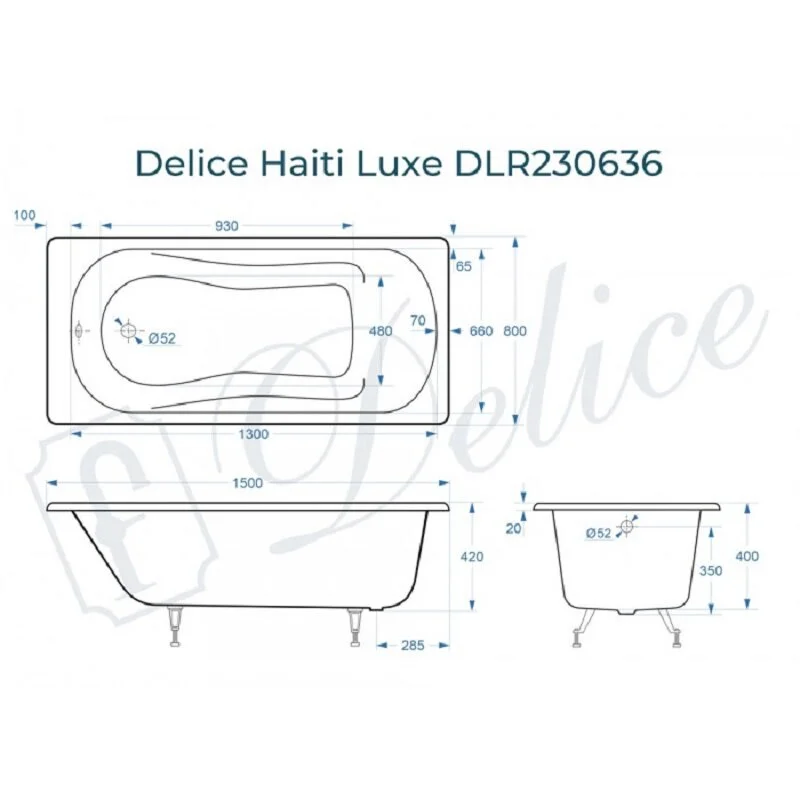 Чугунная ванна Delice Haiti Luxe DLR230636 белый