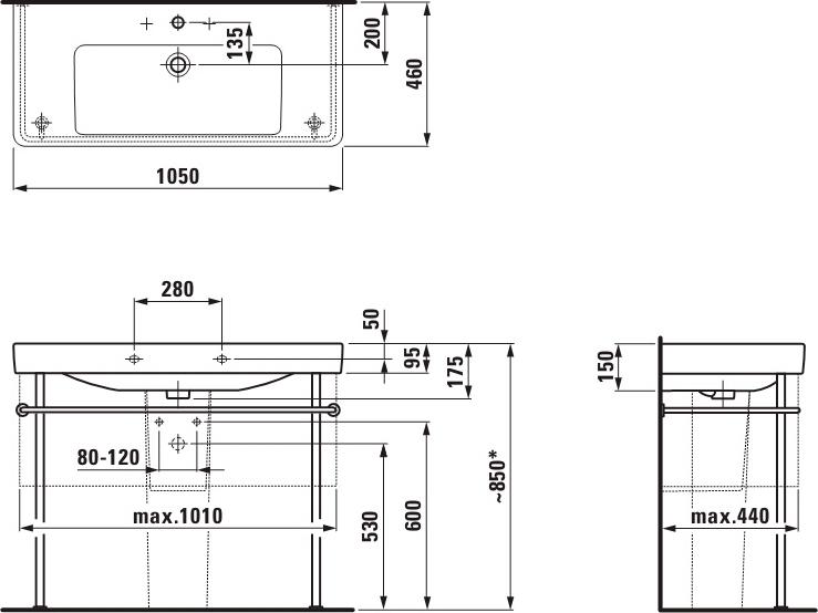 Раковина Laufen Pro S 8.1396.6.000.104.1 105 см