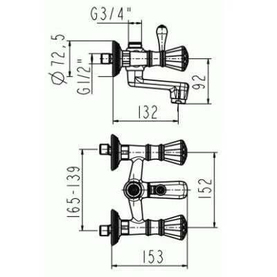 Смеситель для ванны с душем Jado Perlrand Cristal H3160A4 золото