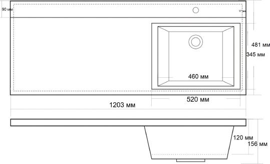 Мебельная раковина BelBagno BB1200/480-LV-MR-R