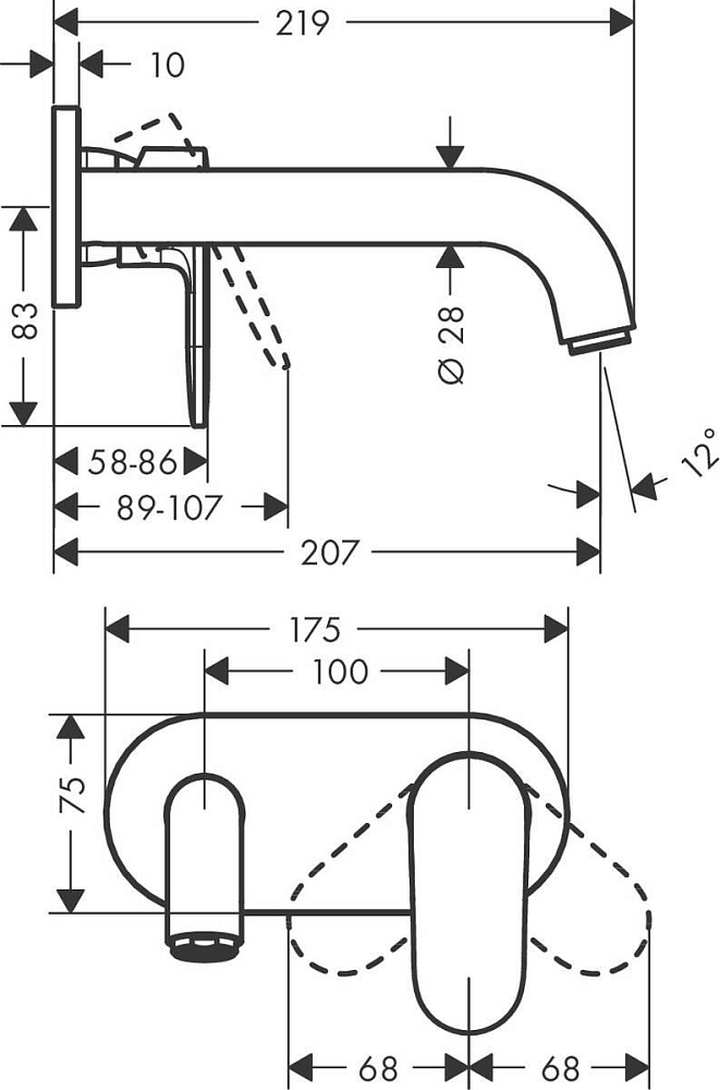 Смеситель для раковины Hansgrohe Vernis Shape 71578000, хром