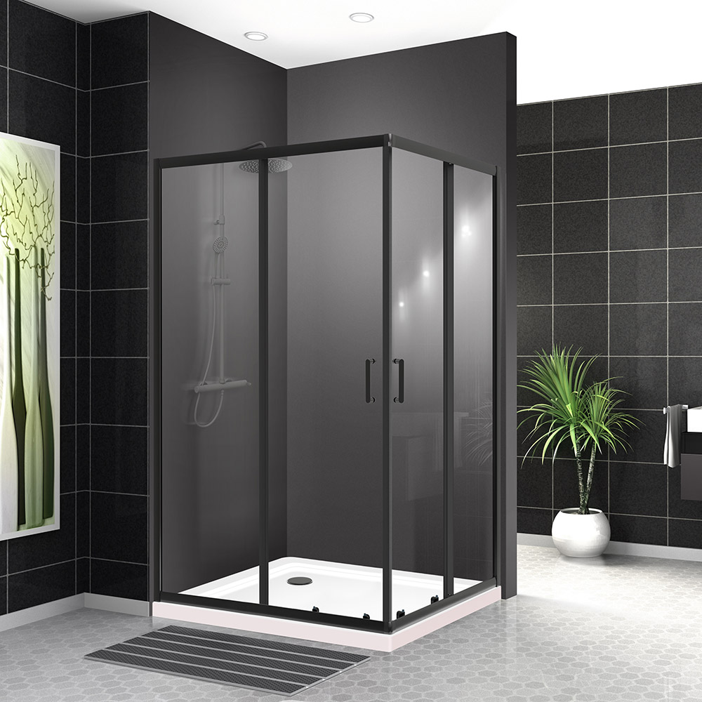 Душевой уголок BelBagno UNO-195-AH-2-120/90-C-NERO 120x90, профиль черный, стекло прозрачное